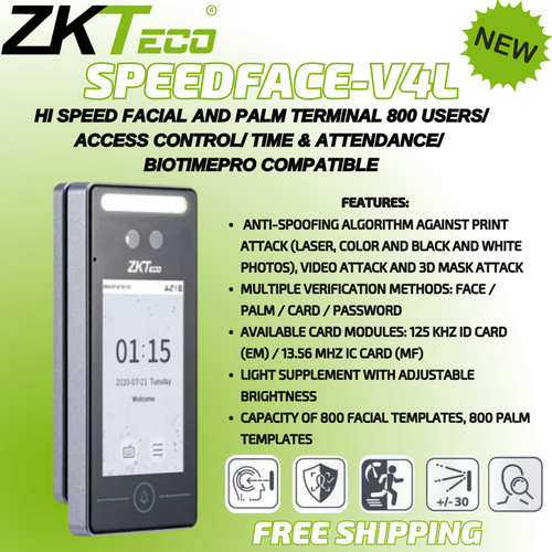 Zkteco speedface v4l speed - speedface-v4l, hi